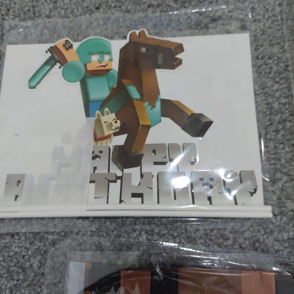 Minecraft Birthday Party Supplies plates plasticware balloons table cloth banner